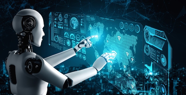 Conexión a Internet controlada por robot AI y proceso de aprendizaje automático