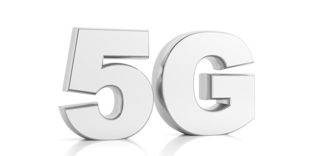 Conexión de red de alta velocidad 5G wifi aislado sobre fondo blanco ilustración 3d