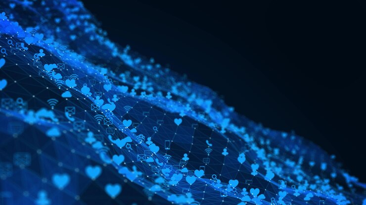 Conexión de red digital abstracta con iconos de redes sociales