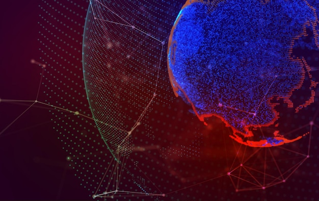 Conexión de red global Concepto de composición de puntos y líneas del mapa mundial de negocios global