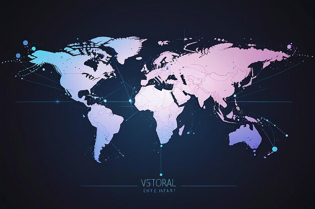 Conexión de red global Mapa mundial Punto y composición de línea Concepto de ilustración vectorial de negocios globales