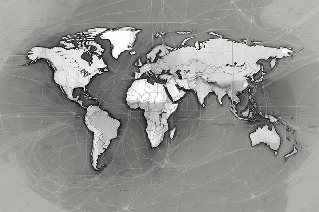 Conexión de red global mapa del mundo punto y concepto de composición de línea de ilustración vectorial de negocios globales