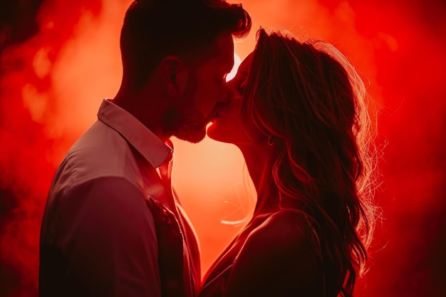 Foto conexión sensual parejas beso al atardecer