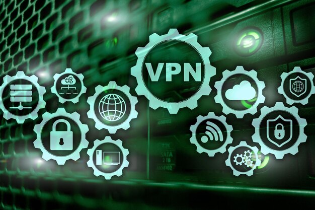 Conexión VPN segura Red privada virtual o concepto de seguridad de Internet