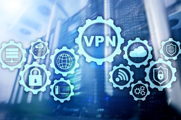 Conexión VPN segura Red privada virtual o concepto de seguridad de Internet