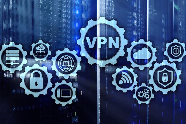 Conexión VPN segura Red privada virtual o concepto de seguridad de Internet