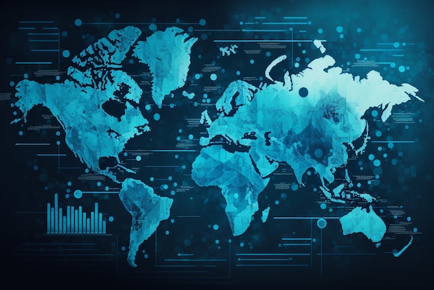 Foto conexiones comerciales globales en un mapa mundial con análisis contable