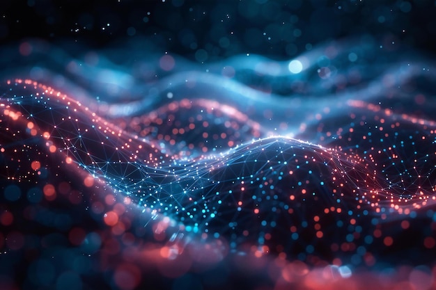 Conexiones digitales abstractas en forma de redes neuronales o tecnología de inteligencia artificial b