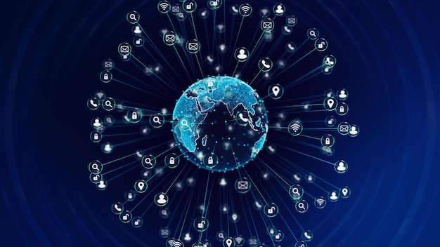 Conexiones digitales de red global en todo el mundo