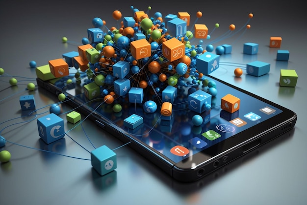 Conexiones digitales revelan teléfono móvil 3D con comunicación en redes sociales