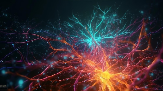 Conexiones explosión cerebro red neuronal en 3D Journey