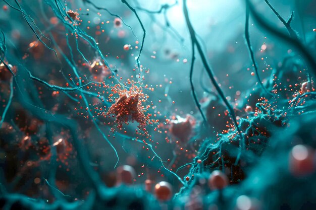 Foto conexiones neuronales en el cerebro
