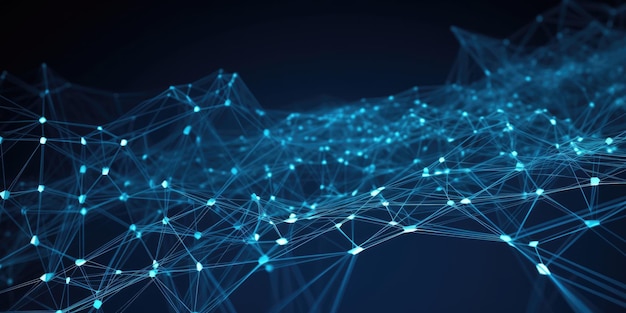 Conexiones de red 3D con diseño de plexo Fondo de pantalla de fondo azul Imagen de IA generativa weber