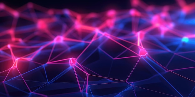 Conexiones de red 3D con diseño de plexo papel tapiz de fondo de color neón rosa y azul Imagen AI generativa weber
