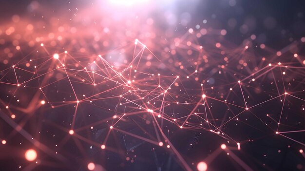 Conexiones de red abstractas con nodos y partículas dinámicas