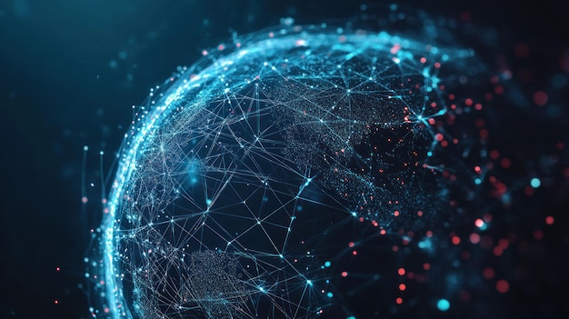 Conexiones de red global tierra digital espacio oscuro concepto de tecnología de fondo