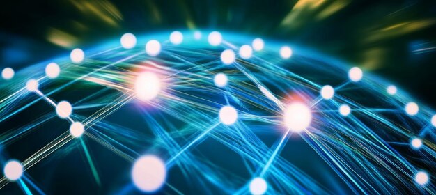 Conexiones de red global Transferencia de datos Ilustración abstracta de puntos y líneas interconectados