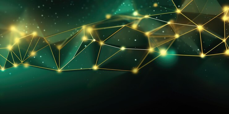 Foto conexões de rede 3d com design de plexus papel de parede de fundo de cor verde e dourada weber de imagem de ia generativa