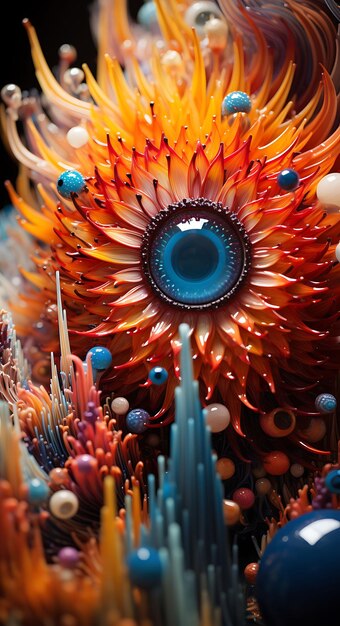 Foto confecção foto esculturas de açúcar exibição elaborada macro captura de olho de peixe le sweet concept art
