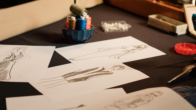Confeccionando bocetos para diseñar ropa