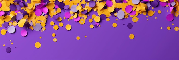 Confete colorido no banner violeta Generative Ai