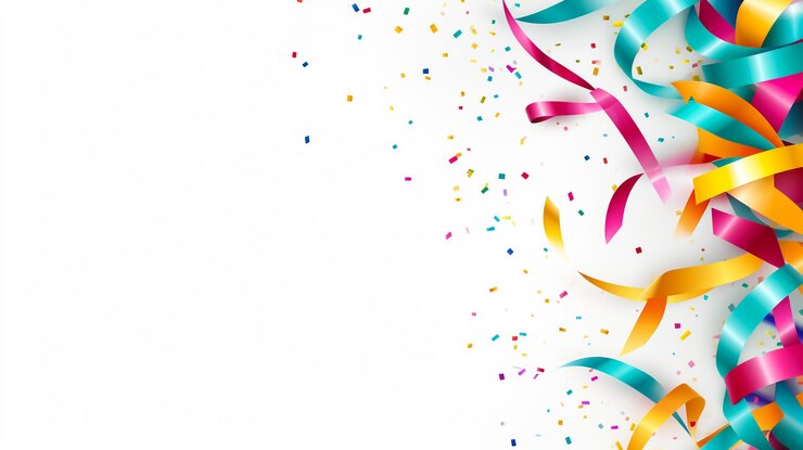 confeti y cintas coloridas plantilla de fondo de celebración con