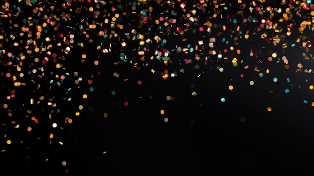 Foto confeti colorido caindo em fundo preto