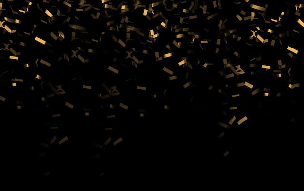 Confeti cubierto en oro para momentos felices en un papel tapiz negro