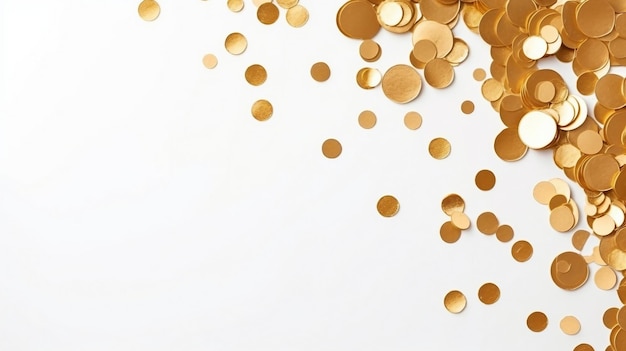 Foto confeti dourado e branco com fundo luxuoso com bokeh e brilhos cintilantes