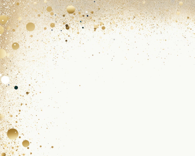 Foto confeti dourado em fundo branco com espaço para texto