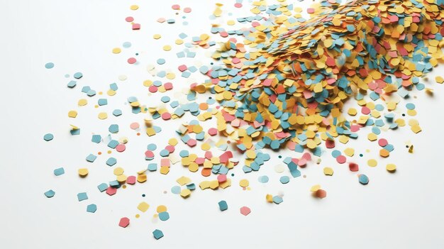 Confeti multicolor sobre fondo colorido Fondo festivo para su diseño generado por IA