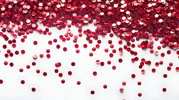 Confeti red redondo metálico brillante aislado sobre un fondo blanco Decoración brillante de alta calidad