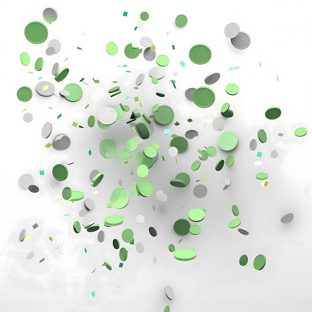 Foto confeti verde blanco en un fondo brillante fiesta de año nuevo y celebraciones