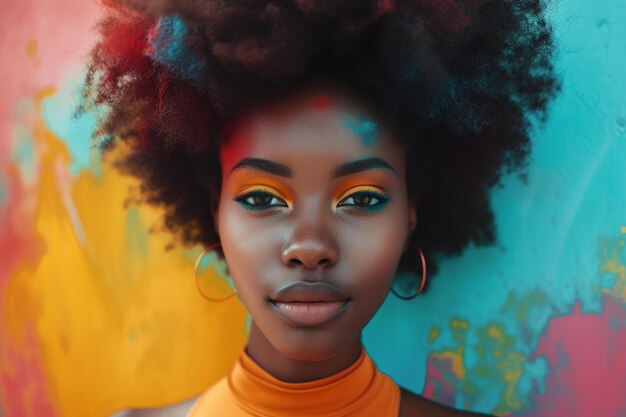 Confiado hermoso retrato de mujer afro Generar ai