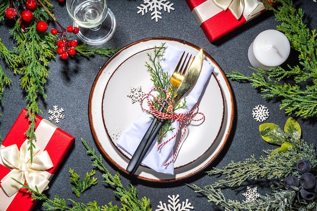 Configuração da mesa de natal