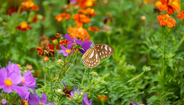 Configuração de borboleta no jardim de flores