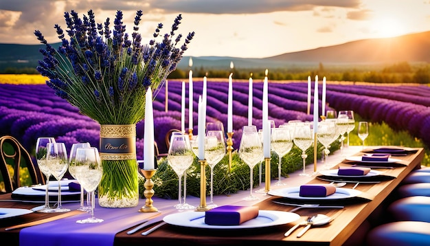 Configuração de festa de casamento ao ar livre fotografia macro estilo moderno festa de férias mesa de jantar ao ar livre
