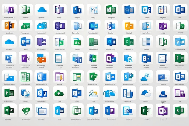 Foto configuração de ícones de aplicativos de copiloto do microsoft 365 word excel powerpoint outlook equipes onenote onedrive