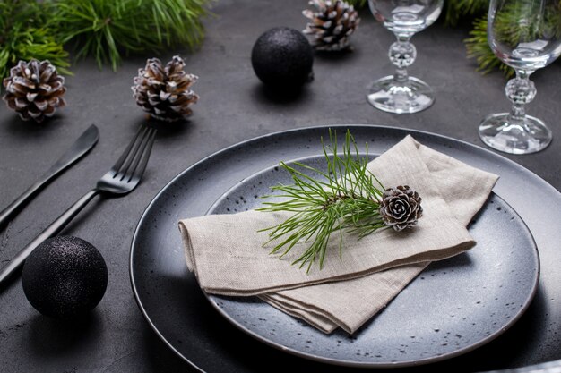 Configuração de mesa de jantar de natal