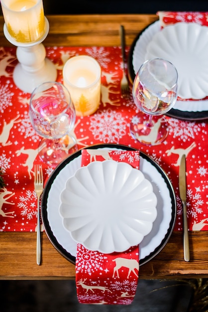 Configuração de mesa de Natal.