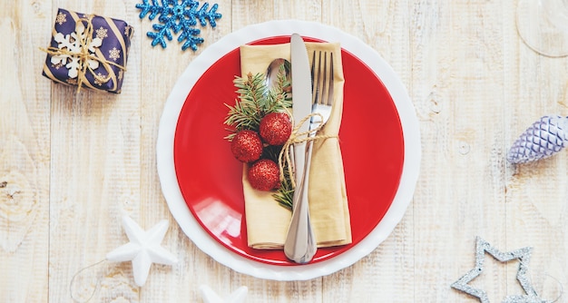 Configuração de mesa festiva de Natal