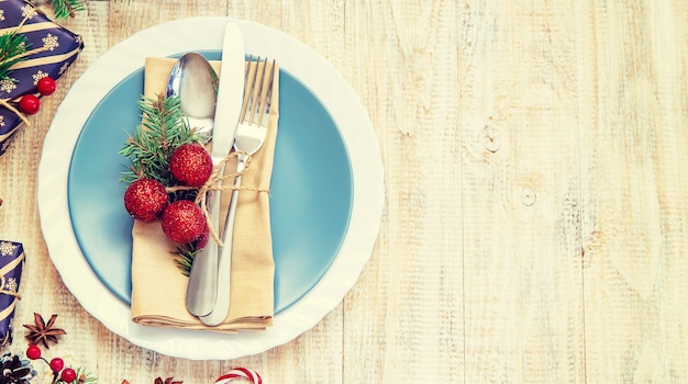 Configuração de mesa festiva de Natal