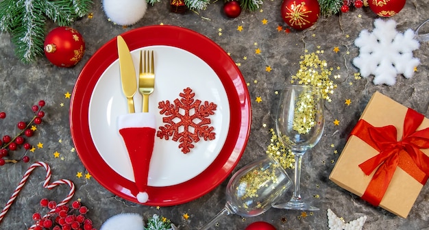 Configuração de mesa festiva de natal