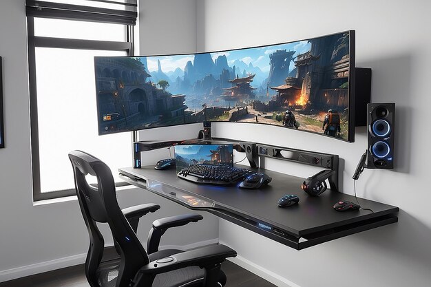 Configuração de monitor de jogos dobrável montado na parede SpaceSaving Brilliance