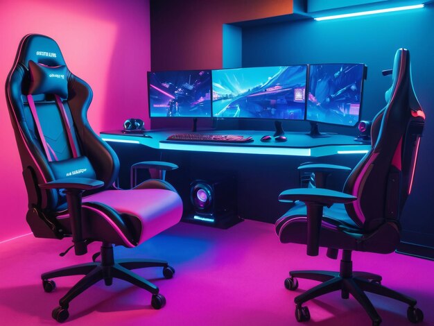 Configuración de juegos Adolescente jugando en línea en su dormitorio