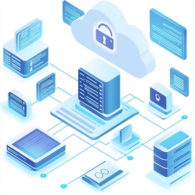 Una configuración de seguridad para el alojamiento en la nube con cifrado de datos y controles de acceso