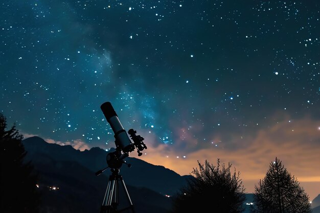 Una configuración de telescopio con una cámara de astrofotografía