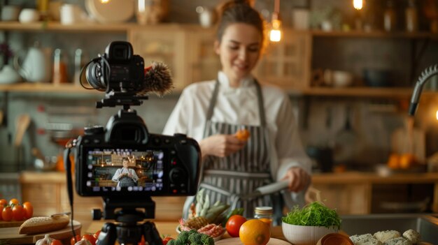 Una configuración de Vlog de cocina de los cocineros