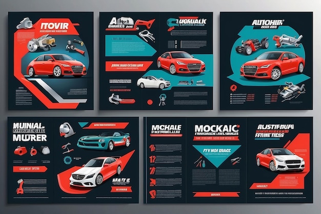 Configure modelos de layout de negócios de reparação de automóveis capa de revista de automóveis