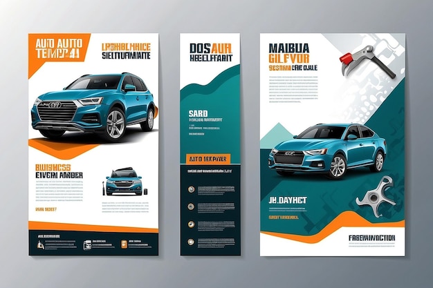 Configure modelos de layout de negócios de reparação de automóveis capa de revista de automóveis